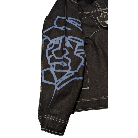 Vintage Y2K Raw Blue 3XL Denim Jacket NWT! Deadstock Urban Hip Hop Graffiti - Picture 10 of 16